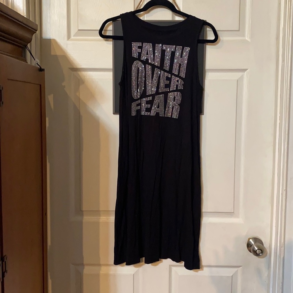 Custom Made Black Sleeveless T-shirt Bling Dress